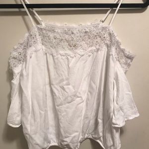 White lace crop too with spaghetti straps +sleeves